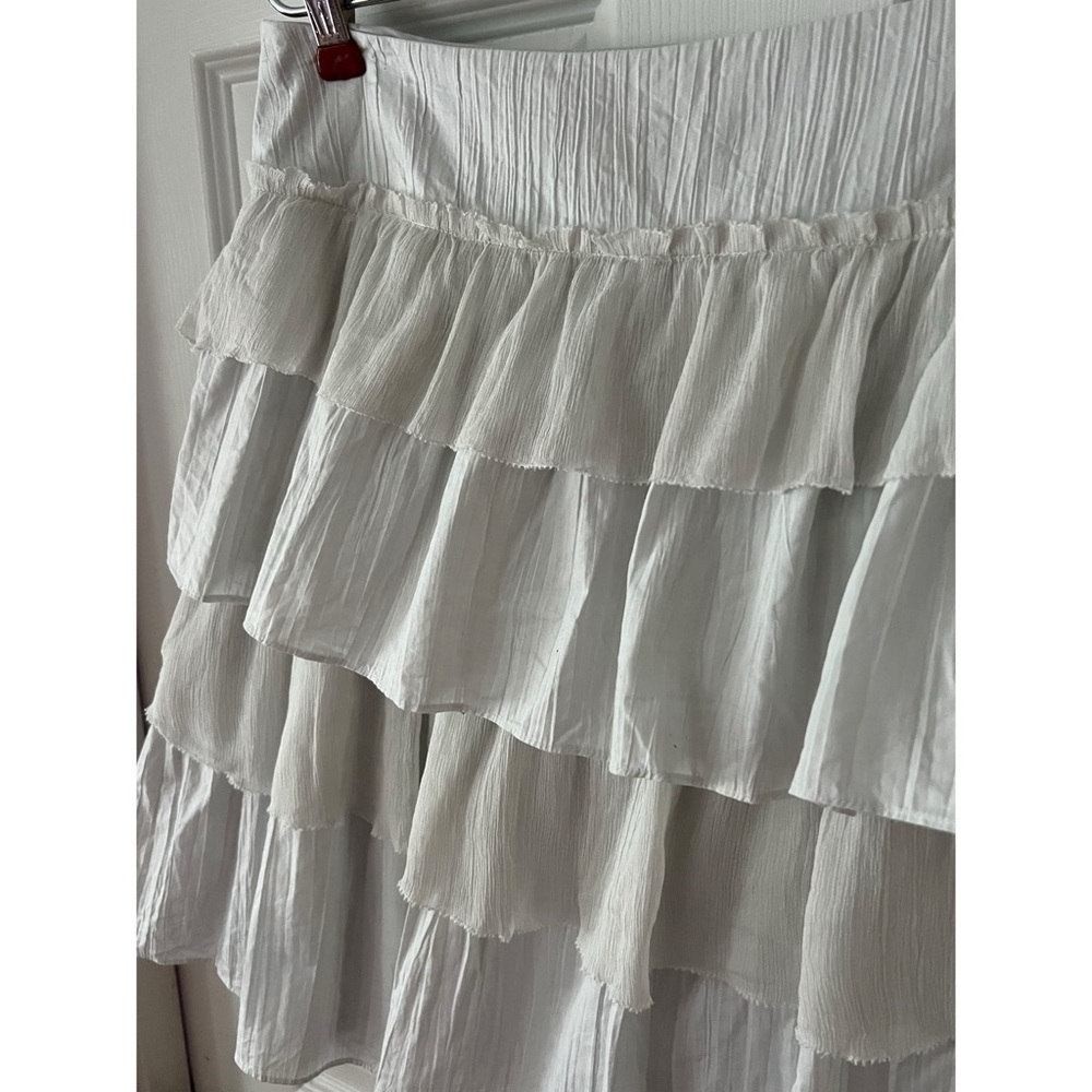 J. Crew White Tiered Midi Skirt